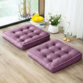 Floor Pillow Set of 2, Memory Foam Meditation Cushion, Floor Cushions for Adults Sitting, Large Square Seat Cushions for Yoga, Living Room, 20x20 Inch (Purple)