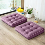 Floor Pillow Set of 2, Memory Foam Meditation Cushion, Floor Cushions for Adults Sitting, Large Square Seat Cushions for Yoga, Living Room, 20x20 Inch (Purple)