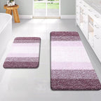 OLANLY Bathroom Rug Set 2 Piece, Soft Absorbent Microfiber Bath Rug Set, Non-Slip, Machine Wash Dry, Plush Shaggy Bath Mats for Bathroom (47"x20"+24"x16", Mauve)