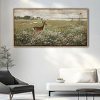 Vintage Wall Art for Living Room Farmhouse Wall Art, Country Wall Decor, Deer Art - Rustic Nature Canvas, Large Landscape Pictures for Bedroom Framed Artwork for Walls 24×48IN