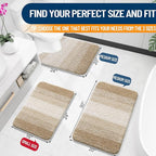 OLANLY Bathroom Rug Set 2 Piece, Soft Absorbent Microfiber Bath Mats and U-Shaped Contour Toilet Rug, Non-Slip, Machine Wash Dry, Plush Shaggy Bath Mats for Bathroom (24"x16"+24"x20", Tan)