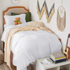 Bedsure Duvet Cover Twin/Twin XL Size - 2 Pieces Prewashed Cotton-Like Polyester Extra Soft Bedding Set, Includes 1 Twin Duvet Cover 68''x90'' with Zipper Closure & 1 Pillow Sham, White, No Comforter