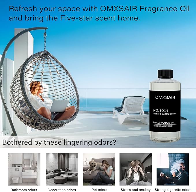 Hotel Diffuser Oil Inspired by Ritz Carlton - 500ml/16.9Fl oz - Essential Oil Diffuser Refill for Home & Spa – Lemon Bergamot Sea Breeze - Suitable for ultrasonic and waterless diffusers