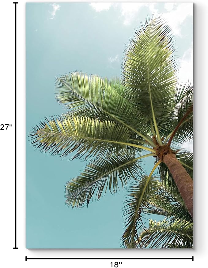 Renditions Gallery Canvas Nature Wall Art Home Paintings & Prints Palm Tree Sky View Glam Romantic Artwork Wall Hanging Decorations for Bedroom Living Room Office Kitchen - 18"x27" LT06