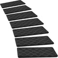 PURE ERA Bullnose Carpet Stair Treads Tape Free Non-Slip Indoor Stair Protectors Pet Friendly Stair Treads for Wooden Steps 9.5" x 30"(2 Pieces,Black Diamond Trellis)