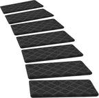 PURE ERA Bullnose Carpet Stair Treads Tape Free Non-Slip Indoor Stair Protectors Pet Friendly Stair Treads for Wooden Steps 9.5" x 30"(2 Pieces,Black Diamond Trellis)