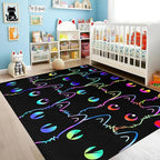 Black Cat Rug for Bedroom, Kids Cat Carpet for Girls Room Decor, Funny Cats Rugs Room Decor Playroom Cute Cats Themed Kids Area Rug Washable Non Slip Childrens Bedroom Mat 4x5 Feet