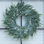 26" Eucalyptus Wreath for Front Door - Large Artificial Greenery Outdoor Wreath for Porch, Window,Farmhouse,Home,Holiday,Hanging Decor- Spring, Summer, Fall, All Seasons (Green)
