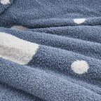 CozeCube Super Soft Fullfy Microfiber Reversible Knitted Blankets, Warm Cozy Fuzzy Plush Throw, Dusty Blue and White Polka Dot Throw Blanket for Couch Bed Sofa, 60" x 80"