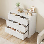 GarveeHome 3 Drawer Dresser for Bedroom, White Nightstand 3 Chest of Drawers with Large Storage, Small Modern Bedside End Table for Living Room, Nursery, Entryway