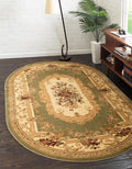 Rugs.com Chateau Collection Rug - 4' x 6' Oval Green Medium Pile Rug
