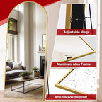 Suidia Arched Full Length Mirror, 71"x32" Floor Mirror Freestanding, Floor Standing Full Body Mirror with Stand for Bedroom, Hanging Leaning Mounted for Living Room Cloakroom, Gold
