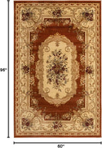Rugs.com Chateau Collection Rug – 5' x 8' Brick Red Medium Rug Perfect for Bedrooms, Dining Rooms, Living Rooms