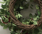 Huashen 24 Inch Blossom Cabbage Rose Wreath, Flame Red & Burgundy Flower Ivy, Everyday Farmhouse Wreath for Festival Celebration, Front Door, Wall, Window Hanging