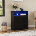GarveeLife Small Dresser with 3 Drawers, Wood Dresser with Charging Station and LED Lights for Bedroom Closet Bedside, Modern Wooden Chest of Drawers for Living Room, Hallway