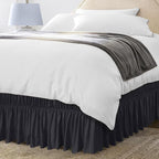 Utopia Bedding Queen Elastic Bed Ruffle - Easy Wrap Around Ruffle - Microfiber Bed Skirt with Adjustable Elastic Belt 16 Inch Tailored Drop - Hotel Quality Bedskirt, Fade Resistant (Queen, Black)