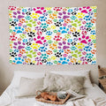VUMIVI Dog Paw Tapestry Funny Colorful Cartoon Animal Footprints Blue Black Red Tapestry Wall Hanging for Living Room Bedroom Dorm Classroom Aesthetic Decor W60xL40in
