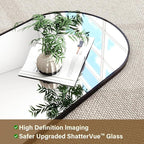 HARRITPURE 64"x21" Arched Full Length Mirror Floor Mirrors with Aluminum Alloy Frame Free-Standing Wall Mounted or Leaning Large Bedroom Dressing Mirror Modern & Contemporary Decor for Home,Black