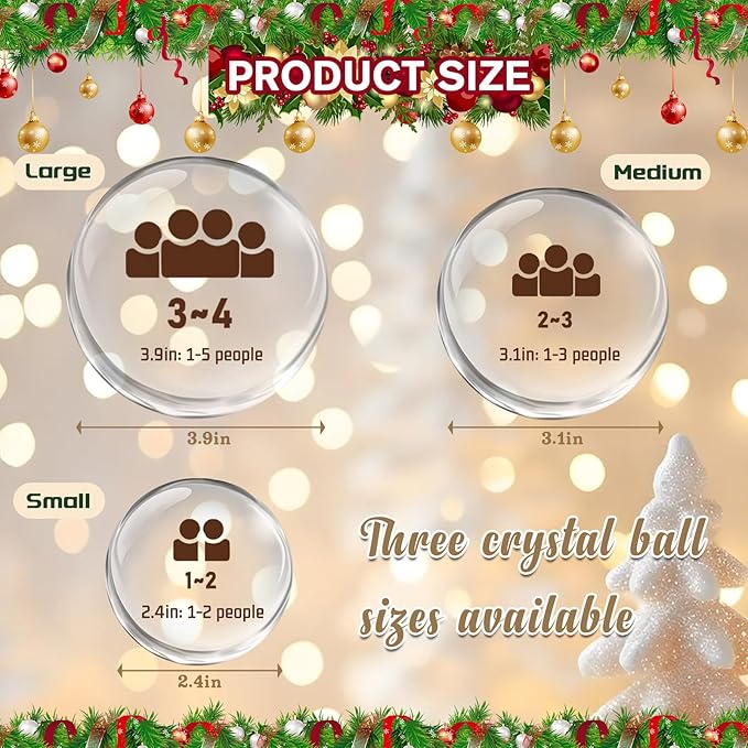 Custom Crystal Ball with Light Customized Photo Snow Globe with Engraving Text Baby' s First Christmas Personalized Christmas Ornaments Gifts for Family Couples Friends