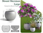 DTY Mount Sherman 21.1'' D x 16.7'' H (Pot Opening 14.6") Fiberstone Round Planter with Drainage Hole, Smooth Finishes, Weather Resistant for Indoor and Outdoor, 2 Extra Coco Mats - Gray, Large