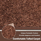 PURE ERA Bullnose Carpet Stair Treads Set Tape Free Non-Slip Indoor Stair Protectors Pet Friendly Rugs Covers Soft Skid Resistant Washable Reusable 9.5" x 30"(7 Pieces,Brown)