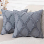 decorUhome Spring Euro Sham Throw Pillow Covers 22x22 Inch Set of 2, Soft Plush Faux Fur Wool Blue Grey Couch Pillow Covers, Decorative Neutral Pillow Cases for Bed Sofa Living Room Home Decor
