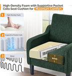 VINGLI Accent Chair for Living Room Chairs Reading Chair for Bedroom Chair Scooped Arm Chair Mid Century Modern Accent Chairs Upholstered Comfy Chair for Apartment, Waiting Room (1, Dark Green)