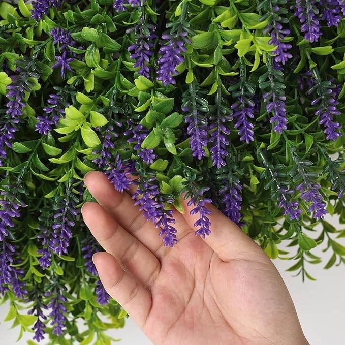 26" Artificial Lavender & Boxwood Wreath for Front Door - Large Faux Purple Greenery Outdoor Wreath for Home, Farmhouse, Window, Wall Decor | Spring Summer All Seasons