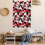 Ambesonne Abstract Tapestry, Abstract Geometric Half Triangles Squares Maze Inspired Image, Fabric Wall Hanging Decor for Bedroom Living Room Dorm, 23" X 28", Charcoal Vermilion