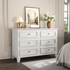 GarveeHome Farmhouse White Dresser for Bedroom with 6 Drawer, Double Dresser TV Stand with Vintage Handle, Wide Wood Dressers & Chests of Drawers, 6 Drawer Dressers for Bedroom, Living Room, Hallway