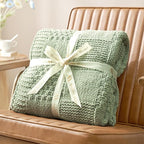 Amélie Home Checkered Chenille Knit Throw Blanket for Couch, Classic Texture Decorative Soft Blanket for Sofa, Chair & Bedroom, 60"x80", Sage Green