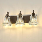 zeyu 22 Inch Bronze Vanity Lights, Farmhouse Wall Sconce Lighting, 3 Light Bathroom Mirror Wall Light, Oil Rubbed Bronze Finish with Clear Striped Glass, ZJX117B-3W ORB