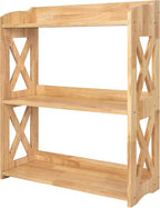 Natural Bookcase by Natural Wood, 3 Tier Bookshelf, Small Book Shelves Freestanding Display Storage Shelves. Open Bookshelf for Bedroom, Living Room and Office (Natural, 3 Tier)