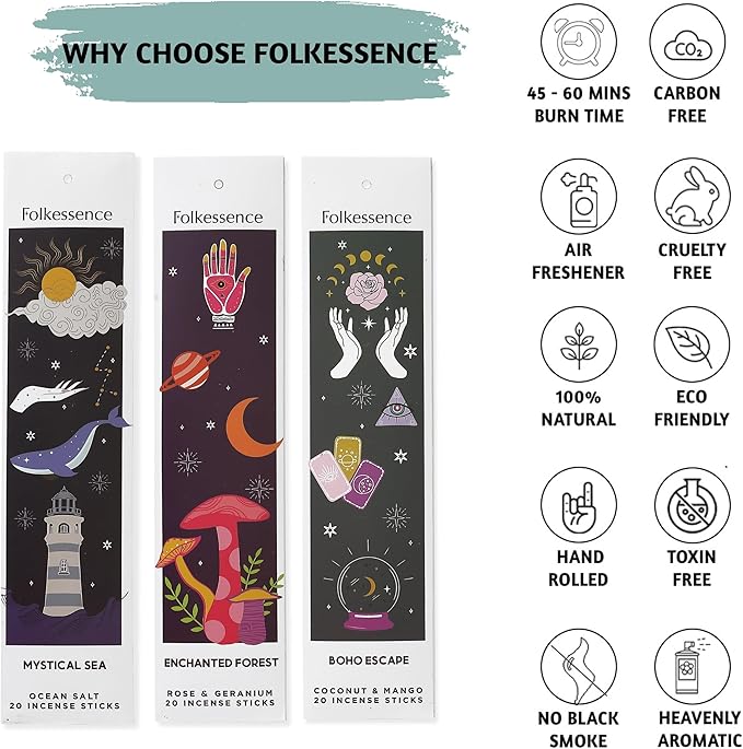Folkulture Incense Sticks (120 Sticks) | Set of 6 Premium Incense Sticks For Relaxation, Aromatherapy| No Charcoal, Organic, Non Toxic, 45 Mins, Long Burning Coconut, Mango,Aqua, Orange Insence-Sticks