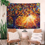 Lunerfex Tree of Life Tapestry Stained Glass Tapestry Wall Decor Tapestries for Bedroom Art Tapestries Wall Hanging for Bedroom Living Room Glass-Tree-03 60"x80"