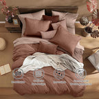 Monbix California King Comforter Set - 7 Pieces Cationic Dyeing Terracotta Bed in a Bag Cal King Bed Sets with Comforter, Sheets, Pillowcases & Shams, Reversible Bedding Comforters Sets
