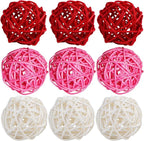 STMK 9 Pcs 3 Inch Valentine’s Day Rattan Balls Decorative, Wedding Wicker Balls Decorations for Valentine’s Day Decor DIY Vase Bowl Filler Wedding Decoration