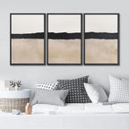 MUDECOR Framed Wall Art Print Set Minimalist Abstract Black Horizontal Brushstroke Illustrations Modern Art Boho Decorative Colorful Chic for Living Room, Bedroom, Office - 24"x36"x3 Black