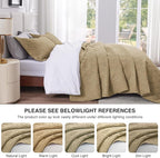 Love's cabin Quilts for Full Bed Camel Bedspreads Bedding Set - Lightweight Bedspread Comforter - Wave Pattern Bedding Coverlet for All Season - 3 Pieces (1 Quilt, 2 Pillow Shams)