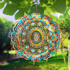 Mandala Wind Spinner - Lucky Star Design | 12-Inch Laser Cut Stainless Steel, Kinetic Hanging Wind Sculpture for Garden, Porch, Patio, Home | Outdoor 3D Metal Windcatcher & Yard Art