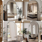 Antok Full Length Mirror, 91"x46" Floor Mirror, Arched Floor Standing Freestanding Arch Full Body Mirrors with Stand for Bedroom, Hanging Mounted for Living Room Cloakroom,Black