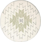 Creative Co-Op Round Wool Blend Kilim Pouf with Geometric Design, Grey