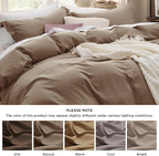 Bedsure Deep Khaki Duvet Cover Full Size - 3 Pieces Prewashed Extra Soft Cotton-Like Bedding Set, Includes 1 Duvet Cover 80x90 Inches with Zipper Closure & 2 Pillow Shams, Comforter Not Included