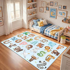 Kids Rugs for Playroom - 3x5 Feet ABC Alphabet Rug for Kids Room Educaitonal Learning Animal, Preschool Rug for Children Toddler Bedroom Nursery Kindergarten Decor, Blue