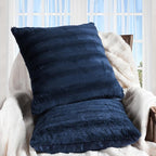 Cheer Collection Faux Fur Throw Pillows - Decorative Pillows for Couch, Bed Throw Pillows, Blue Accent Pillows for Bedroom or Living Room Aesthetic, Set of 2 Furry Throw Pillows, 26" x 26"