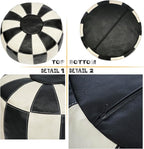 Thgonwid Unstuffed Moroccan Ottoman Pouf Cover, Ottoman Footstool Storage Solution, Bean Bag Chair, Foot Rest, Multi-Black&White