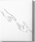 Minimalist Reaching Hands Wrapped Canvas Wall Art Continuous Line Drawing Connection 8x10 Inch Gallery Stretched Modern Aesthetic Home Art Decor