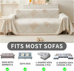 HAOMAIJIA Non Slip Couch Cover Sofa Covers for 3 Cushion Couch Washable sectional Couch Covers for Dogs pet Furniture Protector Couch Cover Blanket for Living Room (CQ-Khaki/Grey, 71"x118")