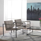 Camber Modern Accent Chair in Blended Leather, Pewter Gray/Mushroom