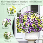 MARTINE MALL 12 Bundles Look Real Artificial Flowers for Outdoors, Realistic Fake Outdoor Flowers, UV Resistant Silk Pansy Flowers for Outside Faux Flower Plants for Outdoor Porch Garden, Mixed Colors